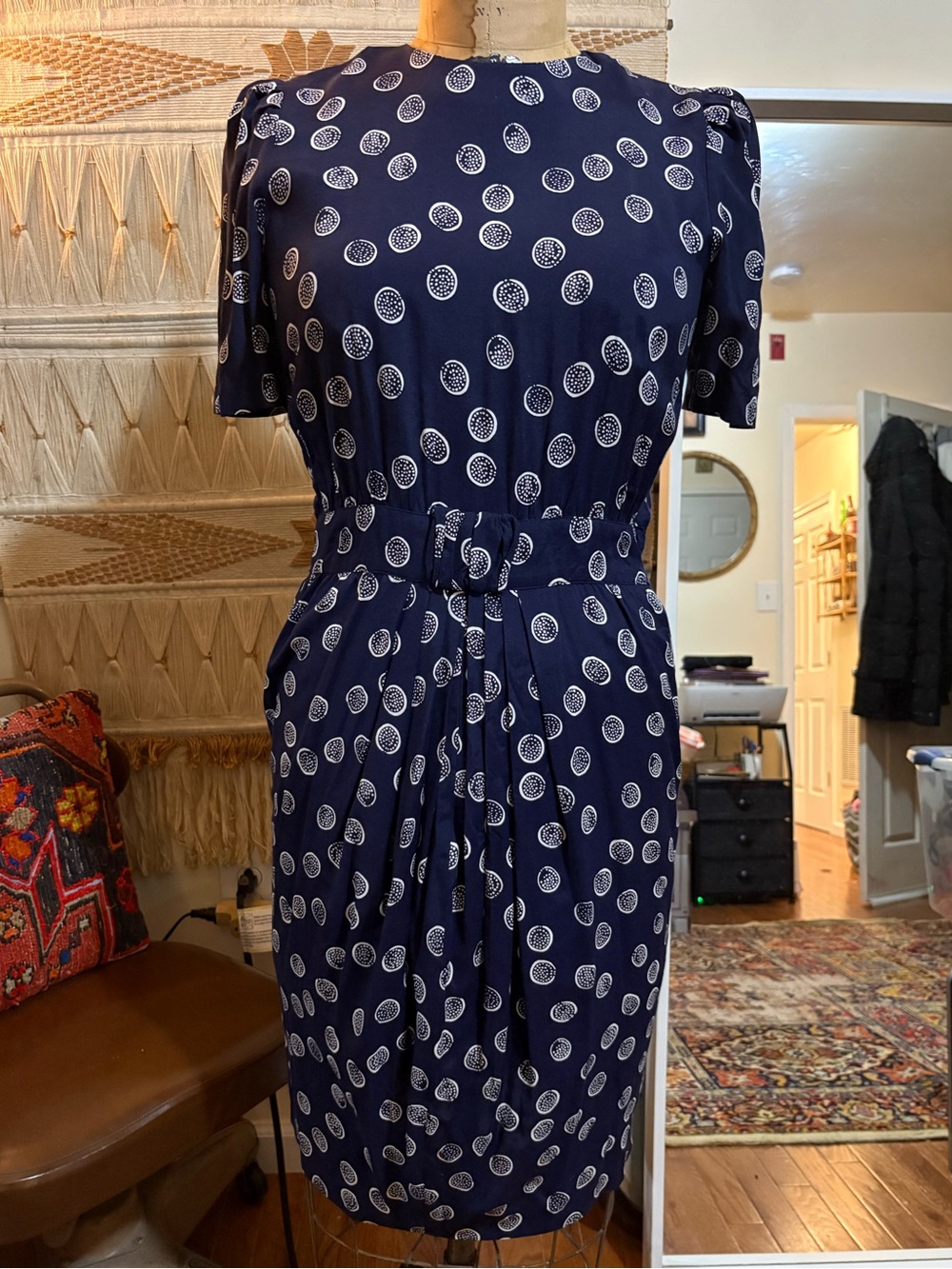 Vintage Navy Polkadot Dress